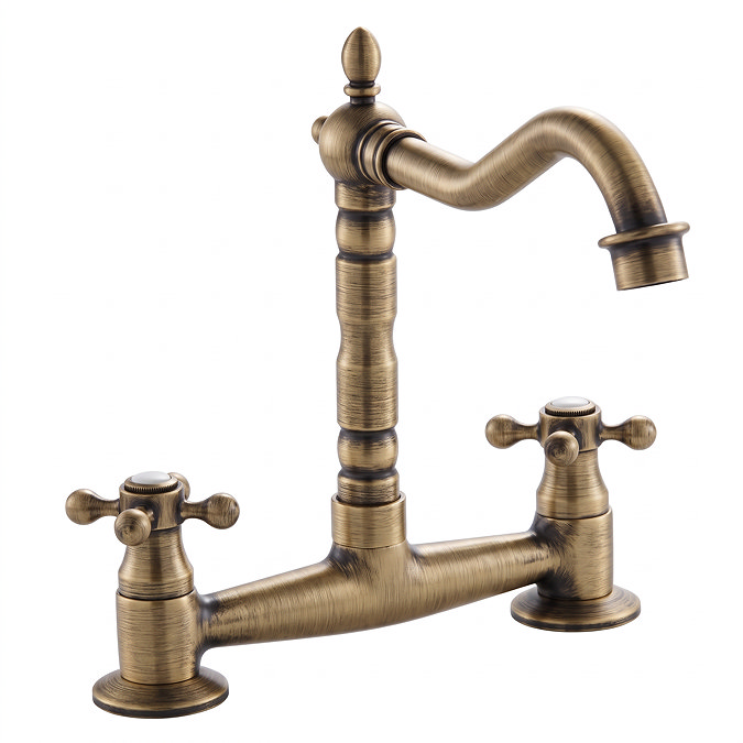 Britannia Antique Brass Classic Bridge Sink Mixer Studio
