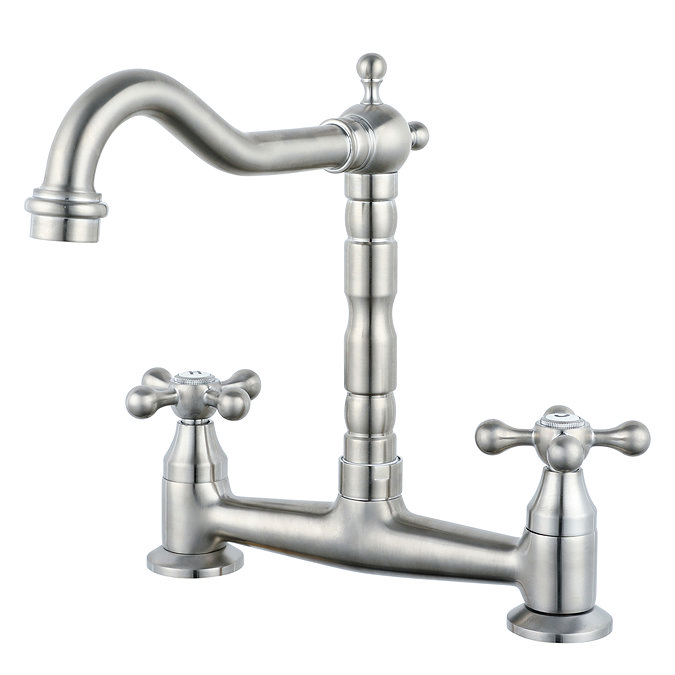 Britannia Classic Bridge Sink Mixer - Brushed Nickel  Profile Large Image