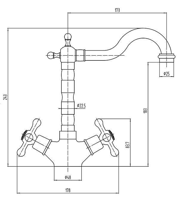 Britannia Classic Brushed Brass Mono Sink Mixer Victorian Plumbing