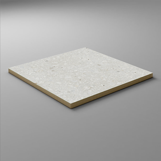 Brito White Terrazzo Effect Rectified Large Format Wall and Floor Tiles - 1000 x 1000mm