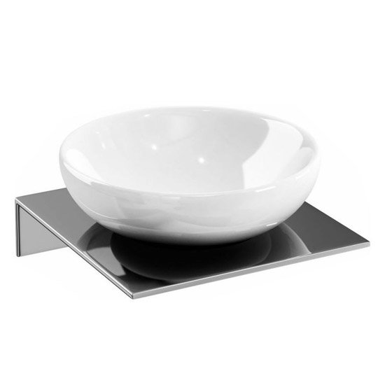 Britton Bathrooms - Ceramic Soap Dish on a Stainless Steel Shelf Large Image