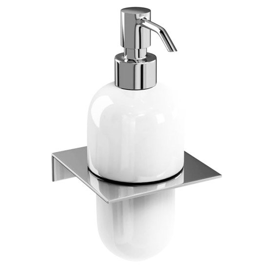 Britton Bathrooms - Ceramic Soap Dispenser on a Stainless Steel Shelf Large Image
