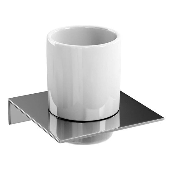 Britton Bathrooms - Ceramic Tumbler on a Stainless Steel Shelf Large Image