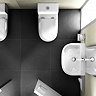 Britton Bathrooms - Compact Washbasin with Round Semi Pedestal - 3 Size Options  Standard Large Image