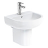 Britton Bathrooms - Compact Washbasin with Round Semi Pedestal - 3 Size Options Large Image