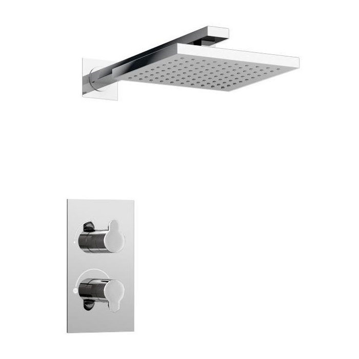 Britton Bathrooms - Concealed Thermostatic Valve with Square Fixed Head & Arm Large Image