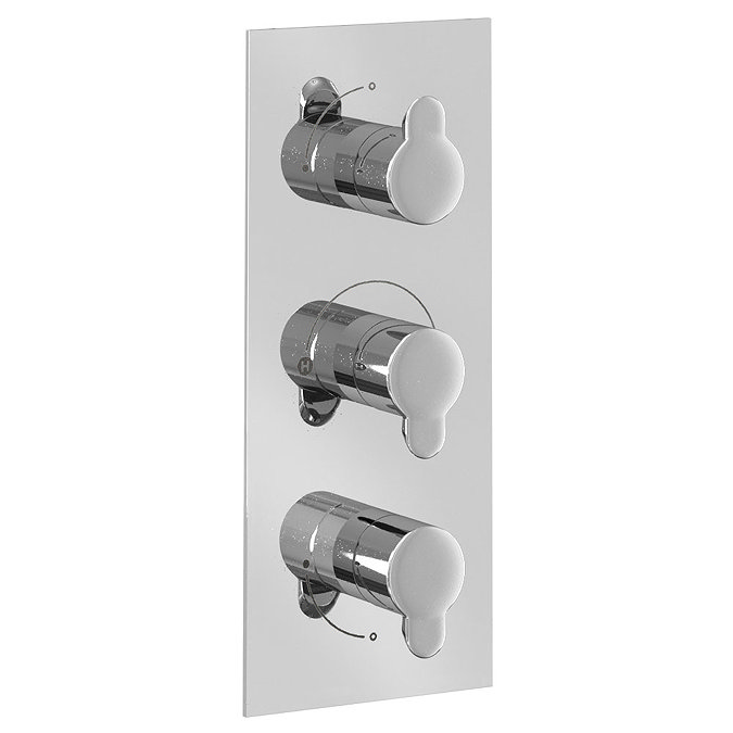 Britton Bathrooms - Concealed Triple Thermostatic Valve with Round Fixed Head and Slider Kit Profile