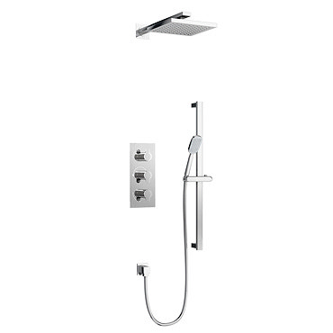 Britton Bathrooms - Concealed Triple Thermostatic Valve with Square Fixed Head and Slider Kit Profil
