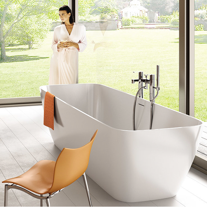 Britton Bathrooms - Crystal bath shower mixer with floor standing - CTA7 & W23 Profile Large Image