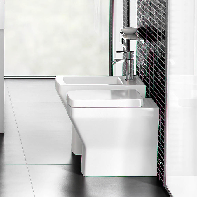 Britton Bathrooms - Cube S20 Back to wall WC with Soft Close Seat  In Bathroom Large Image