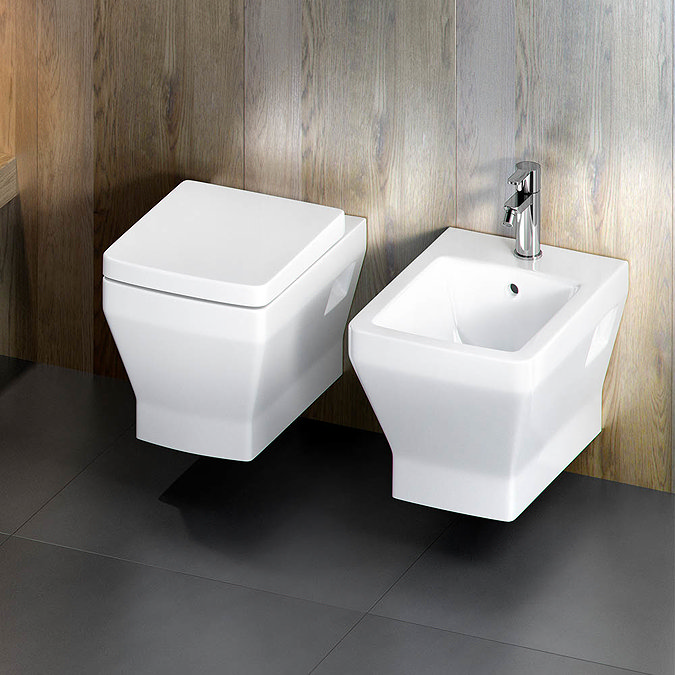 Britton Bathrooms - Cube S20 Wall Hung WC with Soft Close Seat  In Bathroom Large Image