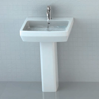 Britton Bathrooms - Cube S20 Washbasin with Square Full Pedestal - 2 Size Options Profile Large Ima