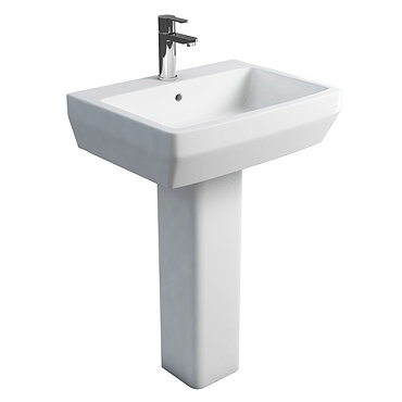 Britton Bathrooms - Cube S20 Washbasin with Square Full Pedestal - 2 Size Options  Profile Large Ima