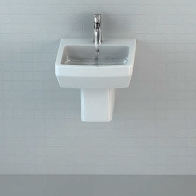 Britton Bathrooms - Cube S20 Washbasin with Square Semi Pedestal - 2 Size Options Profile Large Imag