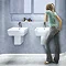 Britton Bathrooms - Cube S20 Washbasin with Square Semi Pedestal - 2 Size Options Feature Large Imag