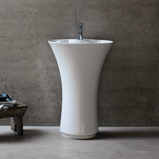 Britton Bathrooms - Curve freestanding basin with pedestal including waste Profile Large Image