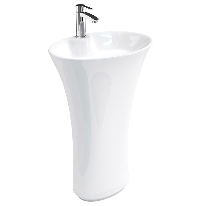 Britton Bathrooms - Curve freestanding basin with pedestal including waste Large Image