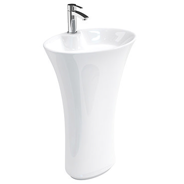 Britton Bathrooms - Curve freestanding basin with pedestal including waste Profile Large Image