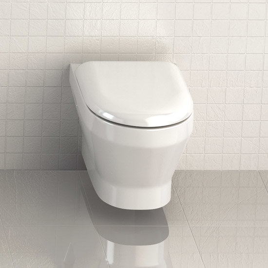 Britton Bathrooms - Curve Wall hung WC with soft close seat Feature Large Image