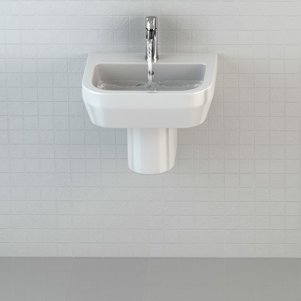Britton Bathrooms - Curve Washbasin with round semi pedestal - 2 Size Options  Profile Large Image