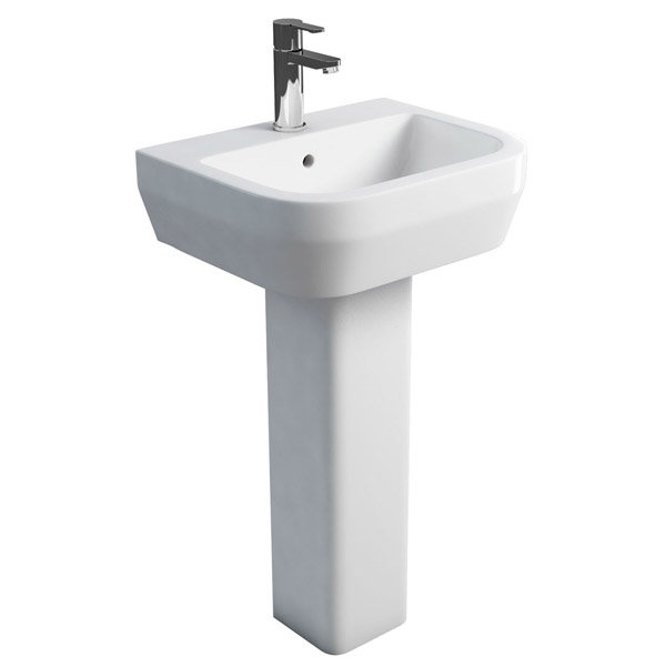 Britton Bathrooms - Curve Washbasin with square full pedestal - 2 Size ...