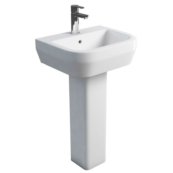 Britton Bathrooms - Curve Washbasin with square full pedestal - 2 Size Options Large Image