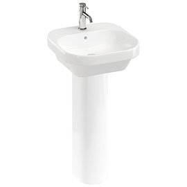 Britton Bathrooms Curve2 450mm 1TH Basin with Full Pedestal Medium Image