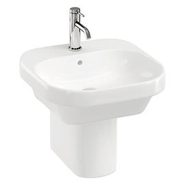 Britton Bathrooms Curve2 450mm 1TH Basin with Semi Pedestal Medium Image