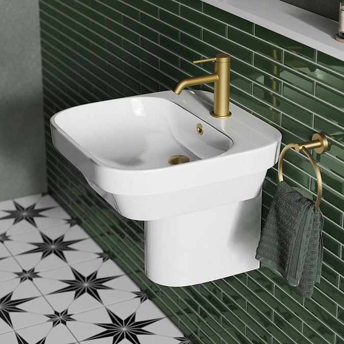 Britton Bathrooms Curve2 550mm 1TH Basin with Semi Pedestal  Feature Large Image