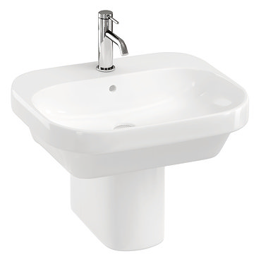Britton Bathrooms Curve2 550mm 1TH Basin with Semi Pedestal  Profile Large Image