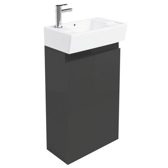 Britton Bathrooms - Deep cloakroom floor standing unit with Basin - Anthracite Grey Large Image