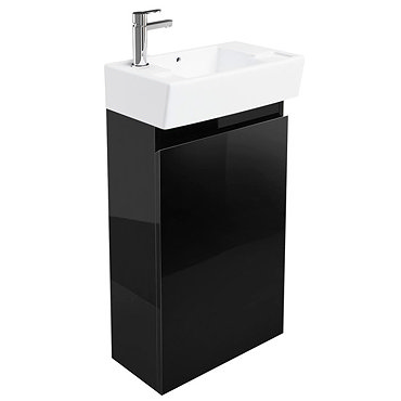 Britton Bathrooms - Deep cloakroom floor standing unit with Basin - Black Profile Large Image