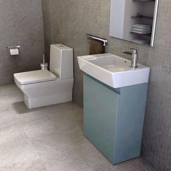 Britton Bathrooms - Deep cloakroom floor standing unit with Basin - Ocean Profile Large Image