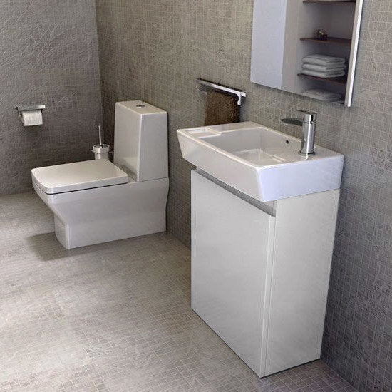 Britton Bathrooms Deep cloakroom floor standing unit with Basin