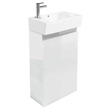 Britton Bathrooms - Deep cloakroom floor standing unit with Basin - White Profile Large Image