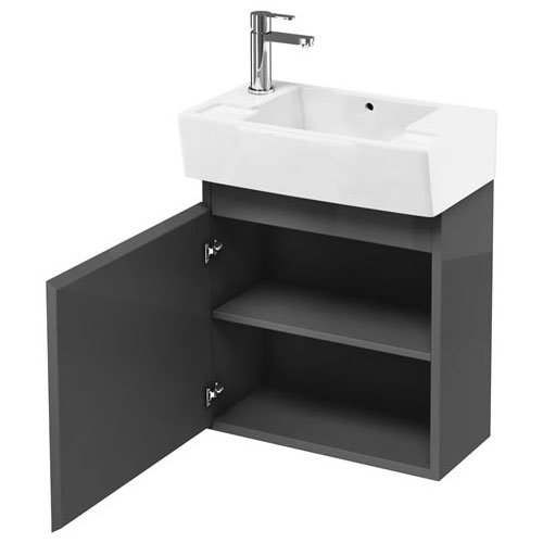 Britton Bathrooms - Deep Cloakroom Wall Mounted Unit with Basin - Anthracite Grey Feature Large Imag