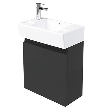 Britton Bathrooms - Deep Cloakroom Wall Mounted Unit with Basin - Anthracite Grey Profile Large Imag