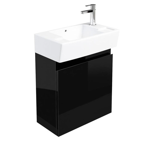 Britton Bathrooms - Deep cloakroom wall mounted unit with Basin - Black Large Image