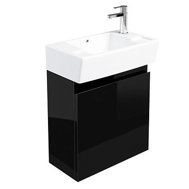 Britton Bathrooms - Deep cloakroom wall mounted unit with Basin - Black Profile Large Image
