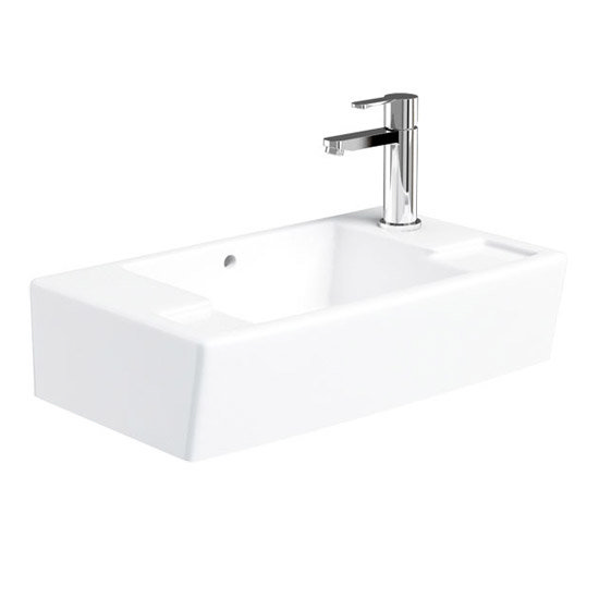 Britton Bathrooms - Deep Cloakroom Washbasin - Left or Right Handed Option Large Image