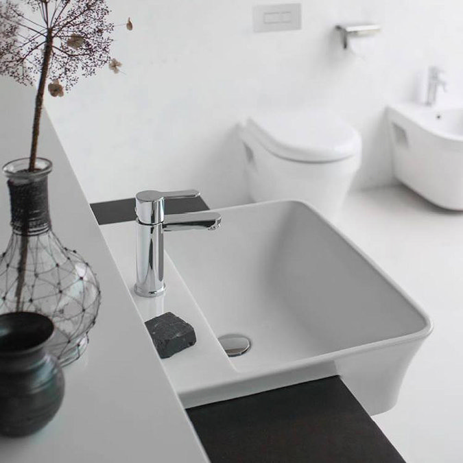 Britton Bathrooms Fine S40 Semi Recessed Basin 55cm - 40.6610 Profile Large Image