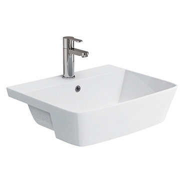 Britton Bathrooms Fine S40 Semi Recessed Basin 55cm - 40.6610  Profile Large Image