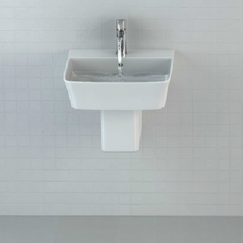 Britton Bathrooms - Fine S40 Washbasin with Round Semi Pedestal - 2 Size Options Profile Large Image
