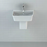 Britton Bathrooms - Fine S40 Washbasin with Round Semi Pedestal - 2 Size Options Profile Large Image
