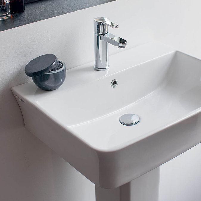 Britton Bathrooms - Fine S40 Washbasin with square full pedestal - 2 Size Options  Profile Large Ima