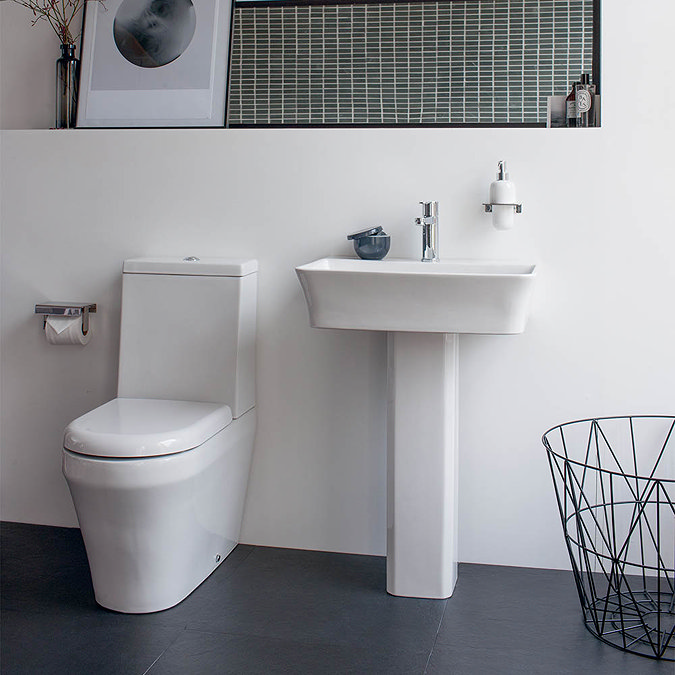 Britton Bathrooms - Fine S40 Washbasin with square full pedestal - 2 Size Options Standard Large Im