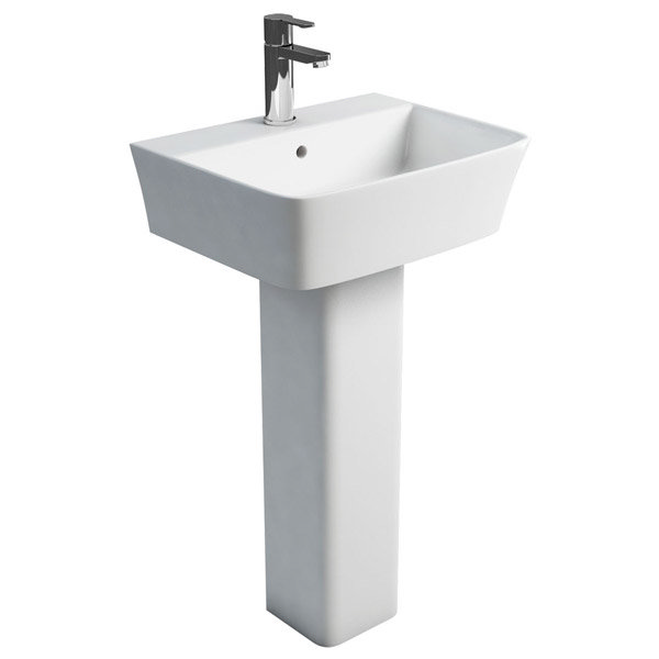 Britton Bathrooms - Fine S40 Washbasin with square full pedestal - 2 Size Options Large Image
