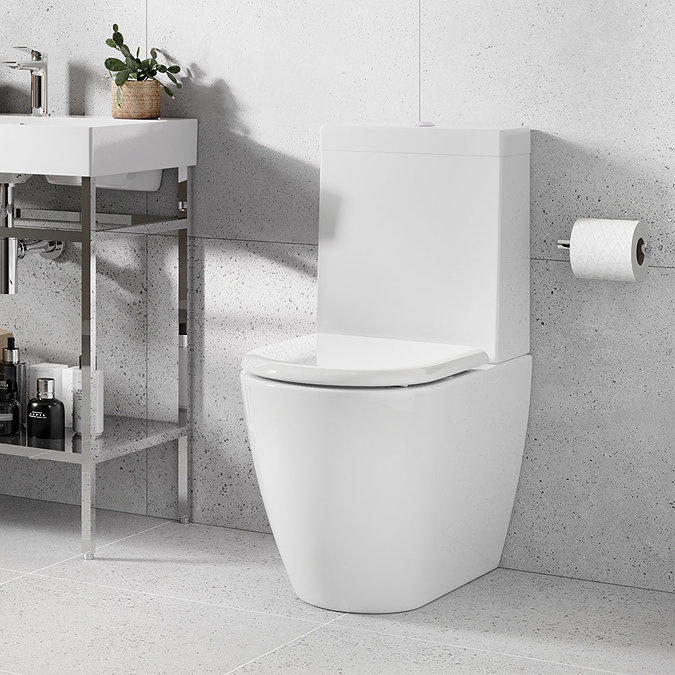 Britton Bathrooms Milan Rimless Close Coupled Toilet + Soft Close Seat  In Bathroom Large Image