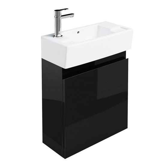 Britton Bathrooms - Narrow cloakroom wall mounted unit with Basin - Black Large Image
