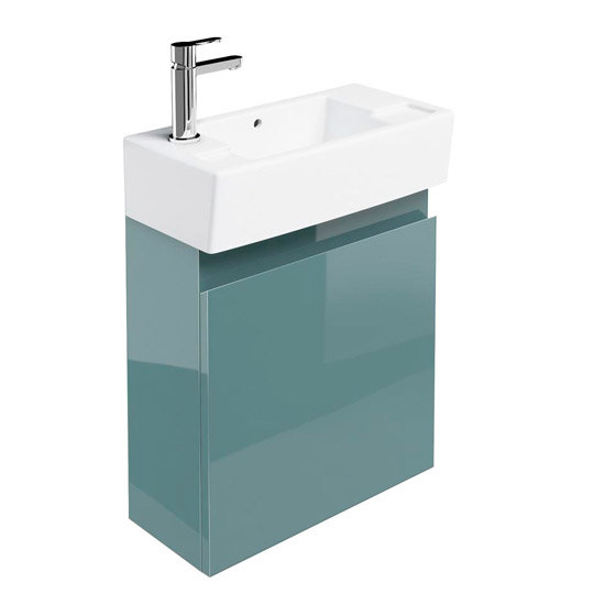 Britton Bathrooms - Narrow cloakroom wall mounted unit with Basin - Ocean Large Image